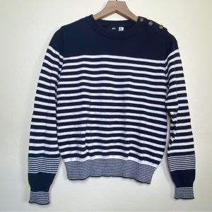 BDG UO Striped Nautical Pullover Sweater with Buttons Size Medium